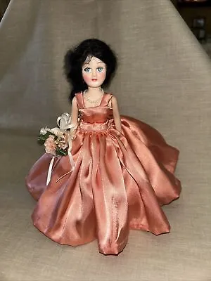 Vintage Doll Collectible Minature Eyes Open & Close 7 1/2 Inch Peach Dress • $12.99