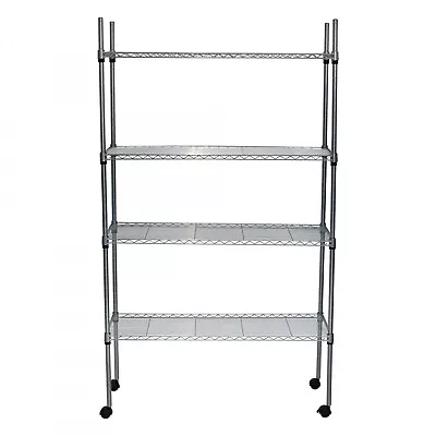 4 Tier Heavy Duty Steel Wire Rack Shelf Kitchen Storage Shelving Unit W/ Wheels • £69.99