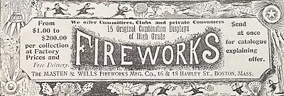 RARE! 1895 Masten&Wells FIREWORKS Vtg July 4th Print Ad With Palmer Cox Brownies • $15.95