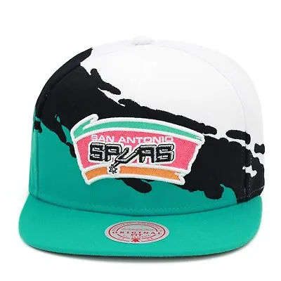 Mitchell & Ness San Antonio Spurs Paintbrush Snapback Hat Cap Black/Teal • $34.90