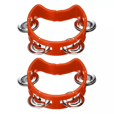 2pcs Tambourine Jingle Bells Wrist Bells Hand Bell Musical Orange • $8.58