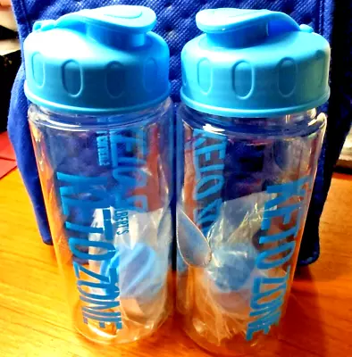 TWO NEW KETOZONE Shaker Bottles 20oz With Mixer Ball BPA Free Blue • $15.78