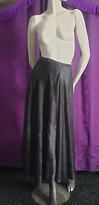 Oliver Bonas Metallic Black Silver Foil Asymmetric Maxi Skirt UK 12 • £9.99