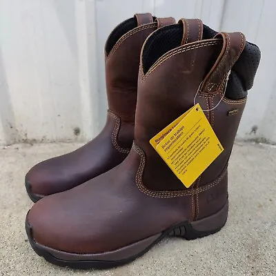Cabelas Size 8.5 D Roughneck Ledger Wellington Work Pull On Boots Brown Leather • $65.54
