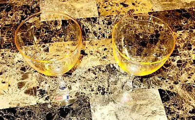 Fostoria Vintage Antique Set Of 2 Amber (Topaz) Wine Glasses. New With Stickers! • $49.99