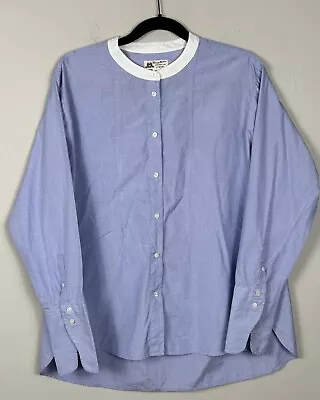 THOMAS MASON FOR J.CREW Size 10 Oversized Collarless Shirt Peri Blue Blouse • $65