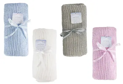 £9.99 • Buy Large Extra Soft 100% Cotton Baby Cellular Blanket Cot Moses Crib - Gift Ideas
