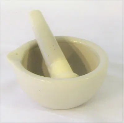 Small 3  Porcelain Mortar Pestle Lab Kitchen Pharmacy Medicine Herb Pill Crusher • $4.55