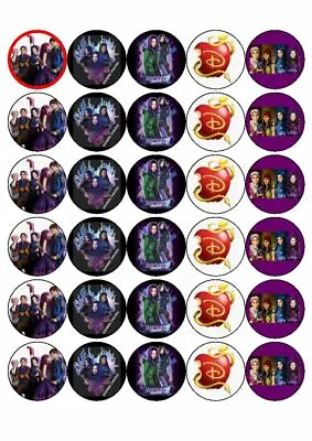 30 Disney Descendants  Edible Birthday Cupcake Toppers | Fairy Cake 3.8cm • £3.75