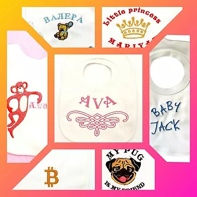 Personalised Baby Bib Embroidered ANY WORDING / NAME Gift Baby Shower Christe • £6