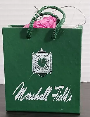 VTG Marshall Field's Green Shopping Bag Christmas Ornament With Tag NOS 2004 • $69