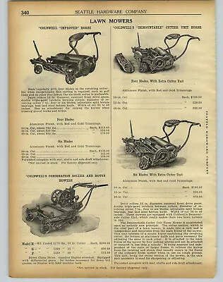 1920 PAPER AD 3 PG Coldwell's Horse Drawn Lawn Mower Push Reel Cadet Lakewood • $12.98