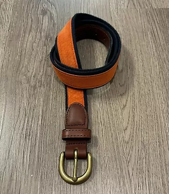 Barrons-Hunter Navy & Orange UVA Suede Leather  Belt Brass Buckle Size 34 • $19.99