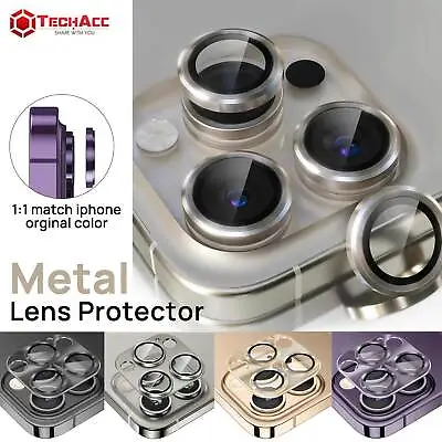 Fr IPhone 15 14 13 12 11 Pro Max Camera Lens Metal Ring Tempered Glass Protector • $6.99