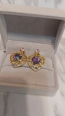 Rainbow Mystic Quartz And Pink Tops Earrings • $55