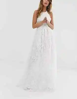 $100 • Buy ASOS Lace Wedding Dress 6 Halter Neck