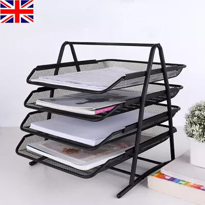 Metal Filing Letter Trays Stacking Office A4 Desk Tidy Paper Document Organiser • £9.95