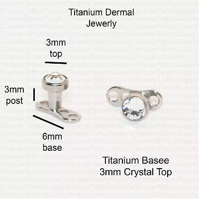 2pcs 3mm Or 4mm Titanium Micro Dermal Anchor Crystal Zircon Piercing Jewelry • $13.64