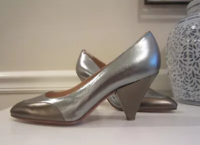 VINTAGE MAUD FRIZON PARIS Silver & Gold Metallic Pumps Size 5.5 36 Made In Italy • $26