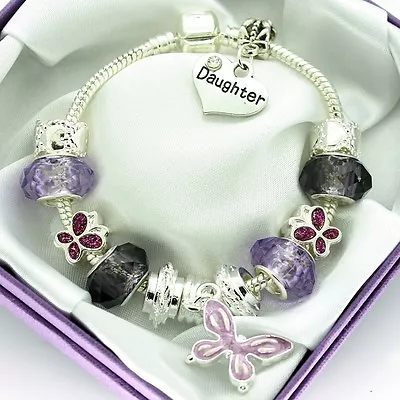 Womens Girls Jewellery Purple Bracelet PERSONALISED Birthday Gifts FREEPOST • £11.95