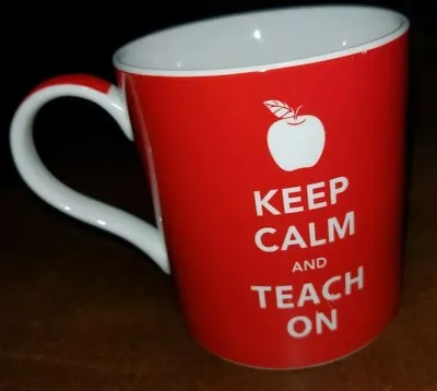 Keep Calm And Teach On Coffee Mug Home Essentials Red White Microwave Safe Nice • £4.81