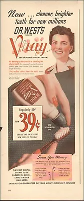 1940's Vintage Ad For Vray Dental Cream`retro Price Toothbrush      082819 • $3.05