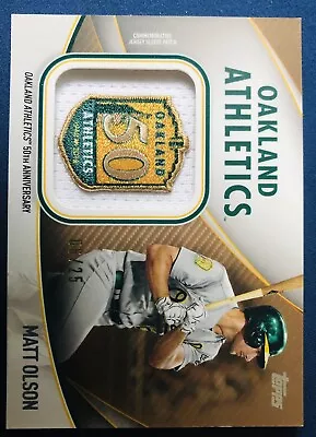 MATT OLSON 2020 Topps Jumbo Jersey Sleeve Patch SP Short Print 06/25 Oakland A's • $32.38