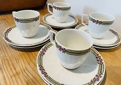 £10 • Buy Limoges French Vintage Coffee Set (4 Cups & 8 Saucers) White With Floral Design