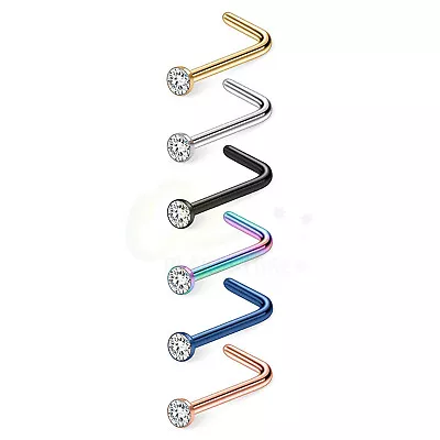 1 Pair Nose Studs Rings Surgical Steel Zirconia Ear Body Piercing Jewellery • $5.99