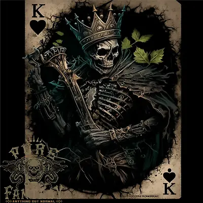 King Of Hearts Skull Playing Cards Mens Cotton T-Shirt Tee Top • £10.75