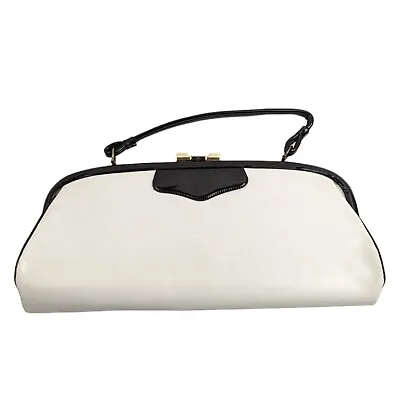 Vintage White & Black Clutch Kisslock Style Bag 1960's • $23.89