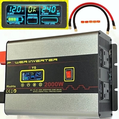£108.99 • Buy YQ Power Inverter 2000W 4000W 12V To 240V Caravan Microwave Converter USB LCD