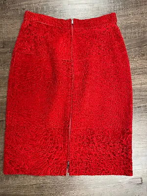 $120 • Buy Vintage Artico Original Shearling Women’s Red Leather Skirt Size 44 EUC Italy