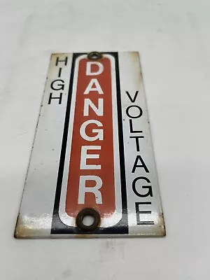 Danger HIGH VOLTAGE Enamel Sign Vintage Collectible • $27.99