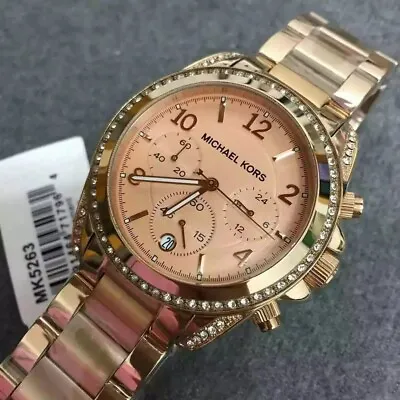 Michael Kors MK5263 Blair Ladies Rose Gold Stainless Steel Chronograph Watch • $89.99