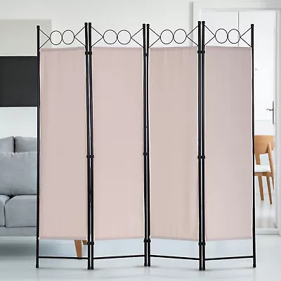 4 Panel Room Divider 6FT Folding Privacy Screen Freestanding Wall Divider Tan • $53.99