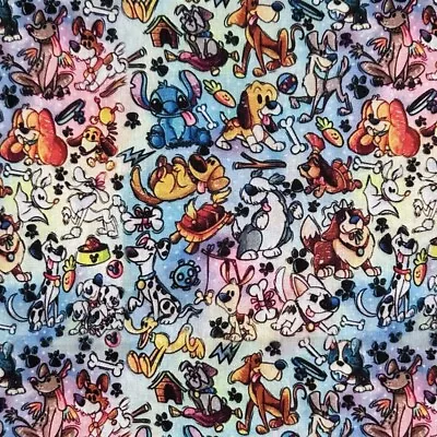 Disney Dog Stitch Dalmatian Character Fabric Poly Cotton Fat Quarter • £4.95