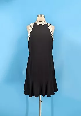 Shoshanna 10 Black Sleeveless York Dress With White Floral Trim • $47.99