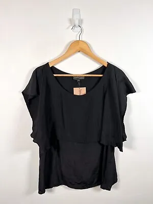 Hampstead Bazaar Silk Blouse Black Ernesta Lagenlook One Size Chest 44  RRP £119 • £29.98