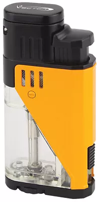 Yellow Lacquer Vector Twister Dual Flame Jet Torch Cigar Butane Lighter - 9311 • $34.95