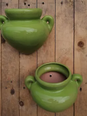 £29 • Buy 02xFlat Back Wall Pot Glazed Planter H25cm / D20cm