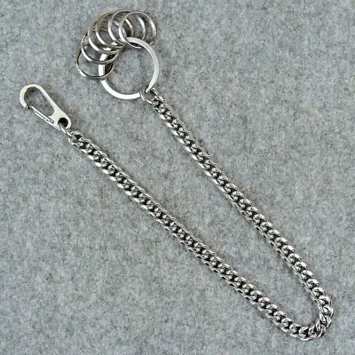 Steel Key Chain Fob Pants Chain Bag Wallet Chains  + Snap Clasps 15 INCHES • $14.99