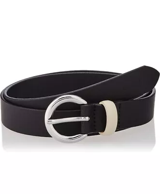 BRAND NEW & TAGS GENUINE LEVI’S WOMEN’S BLACK ITALIAN LEATHER BELT 28mm 34 / 85 • £13.50