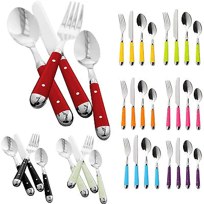 £7.99 • Buy Brasserie Cutlery Set 4pc Stainless Steel Multi Colour Dinning Utensil Christmas