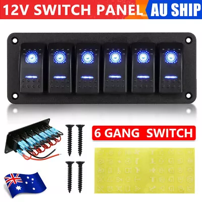 12V Switch Panel 6 Gang Rocker Control LED ON OFF For RV Boat Marine Yacht Truck • $29.95