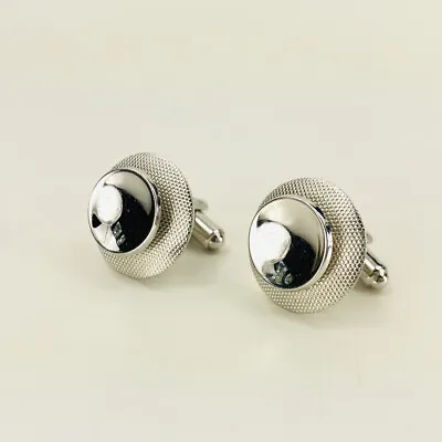 Vintage Silvertone Round Cufflinks • $10.99