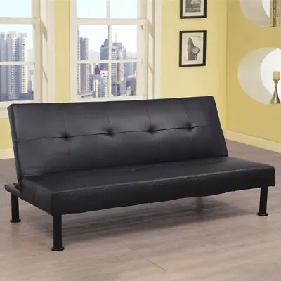 Modern Faux Leather Futon Couch Sofa Bed Futon Modern Sleeper Sofa US FREE SHIP • $199.99