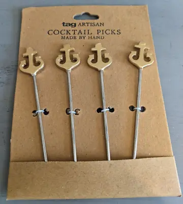 Tag Artisan Gold Anchor Cocktail Picks Reusable Cocktail Appetizer Olives - NEW • £21.72