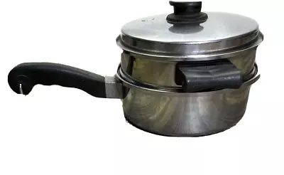 Vintage Saladmaster Tri Clad Double Boiler No. 802 WITH Vapo Lid  • $76.43