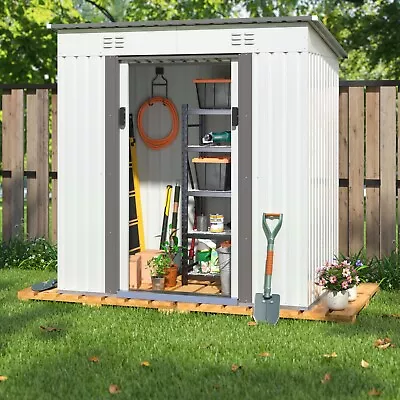 4'x6' Outdoor Metal Storage Shed Garden Utility Tool House Lockable Sliding Door • $175.99